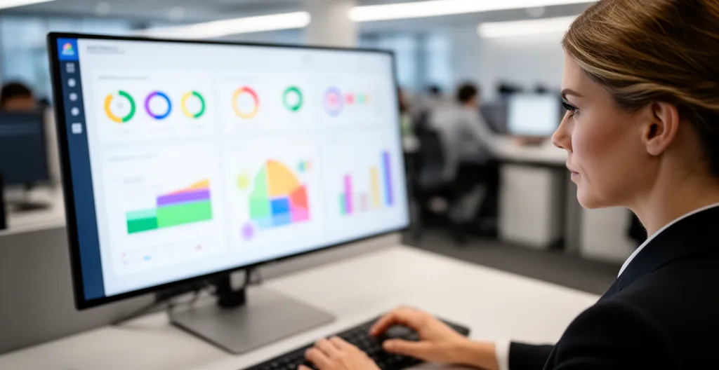 Professionnelle consultant un tableau de bord de suivi des envois recommandés électroniques